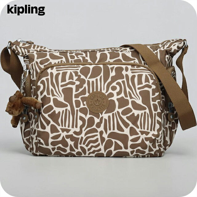 キプリング ショルダーバッグ レディース ブランド Kipling ガブ ロゴ ワンポイント 総柄 KI6525-9GD Cocktail Khaki KI6525-9GD