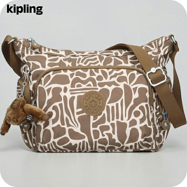 キプリング ショルダーバッグ レディース ブランド Kipling ガブ S ロゴ ワンポイント 総柄 KI6607-9GD Cocktail Khaki KI6607-9GD