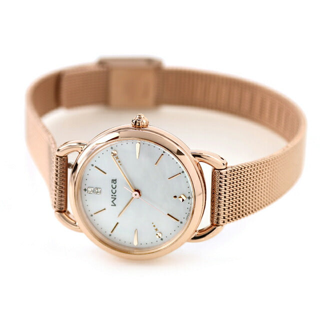【新品】シチズン CITIZEN wicca 腕時計 レディース KP6-065-21 ソーラーテック（E031-00M） ホワイトシェルxピンクゴールド アナログ表示 シチズン ウィッカ ベーシック 2way 2025 ウィンター限定モデル KP6