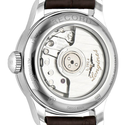 ロンジン レコード 自動巻き 腕時計 ブランド レディース ダイヤモンド LONGINES L2.320.4.87.2 アナログ ホワイトシェル ブラウン 白 L2-320-4-87-2