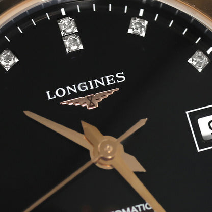 ロンジン レコード 自動巻き 腕時計 ブランド レディース LONGINES L2.320.5.57.7 アナログ ブラック シルバー ピンクゴールド 黒 スイス製 L2-320-5-57-7