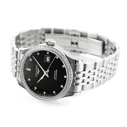 ロンジン レコード 自動巻き 腕時計 ブランド レディース ダイヤモンド LONGINES L2.321.0.57.6 アナログ ブラック 黒 スイス製 L2-321-0-57-6