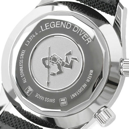 ロンジン レジェンドダイバー 自動巻き 腕時計 ブランド メンズ レディース LONGINES L3.374.4.50.0 アナログ ブラック 黒 L3-374-4-50-0
