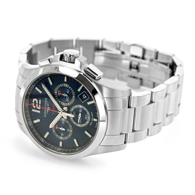 ロンジン コンクエスト V.H.P クォーツ 電池式 腕時計 ブランド メンズ クロノグラフ LONGINES L3.717.4.96.6 アナログ ブルー スイス製 L3-717-4-96-6