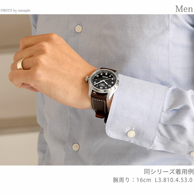 ロンジン スピリット 自動巻き 腕時計 ブランド メンズ 替えベルト LONGINES L3.810.4.53.9 アナログ ブラック 黒 スイス製 L3-810-4-53-9