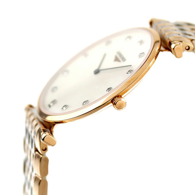 LONGINES ロンジンアナログ時計 ホワイト/ゴールド ロンジン グランクラシック クォーツ 電池式 腕時計 ブランド