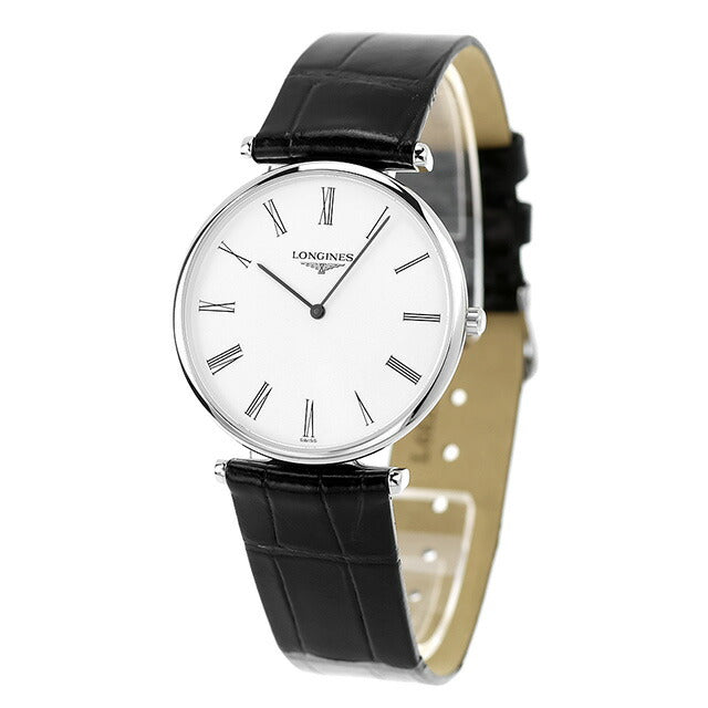 ロンジン グランクラシック クオーツ 腕時計 ブランド メンズ LONGINES L4.709.4.21.2 アナログ ホワイト ブラック 黒 スイス製 L4-709-4-21-2