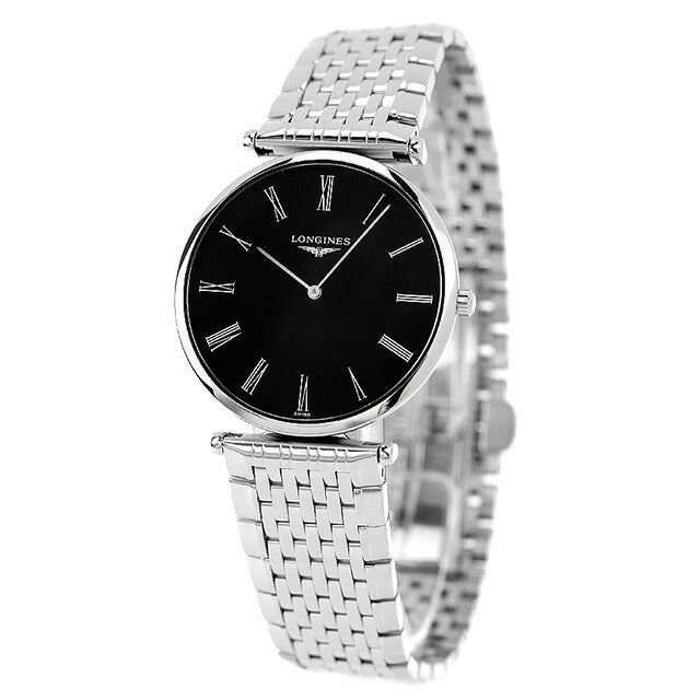 ロンジン グランクラシック クオーツ 腕時計 ブランド メンズ LONGINES L4.709.4.51.6 アナログ ブラック 黒 スイス製 L4-709-4-51-6