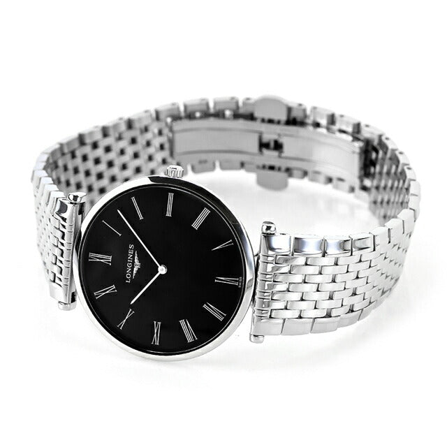 ロンジン グランクラシック クオーツ 腕時計 ブランド メンズ LONGINES L4.709.4.51.6 アナログ ブラック 黒 スイス製 L4-709-4-51-6