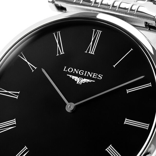 ロンジン グランクラシック クオーツ 腕時計 ブランド メンズ LONGINES L4.709.4.51.6 アナログ ブラック 黒 スイス製 L4-709-4-51-6