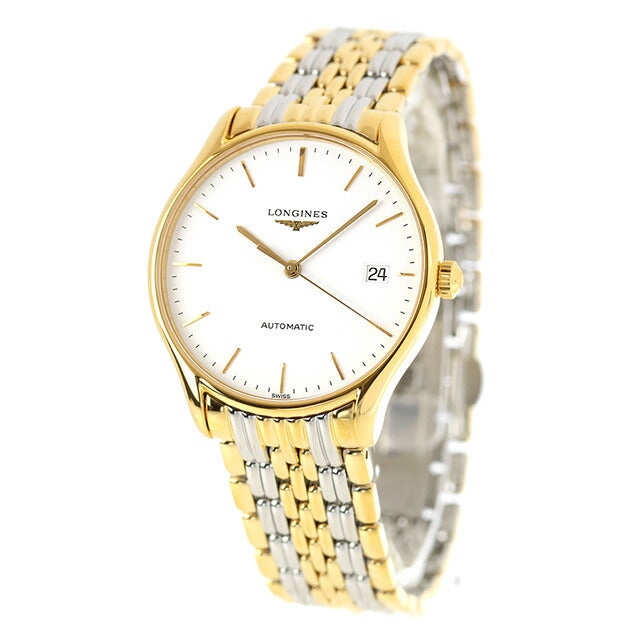 ロンジン リール 自動巻き 腕時計 ブランド メンズ LONGINES L4.860.2.12.7 アナログ ホワイト ゴールド シルバー 白 スイス製 L4-860-2-12-7