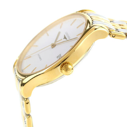ロンジン リール 自動巻き 腕時計 ブランド メンズ LONGINES L4.860.2.12.7 アナログ ホワイト ゴールド シルバー 白 スイス製 L4-860-2-12-7
