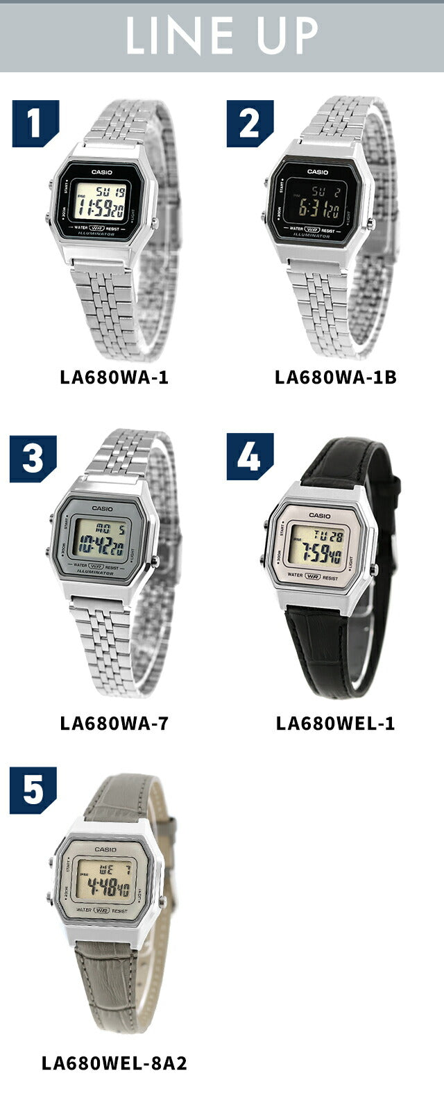 カシオ チープカシオ CASIO ヴィンテージ クォーツ 電池式 LA680W ユニセックス チプカシ メンズ レディース 腕時計 ブランド カシオ casio デジタル ブラック グレー 黒 選べるモデル おしゃれ 防水 かわいい プレゼント 実用的