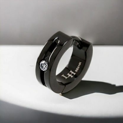 ピアス LION HEART 片耳 ステンレススチール CZ ユニセックス メンズ レディース LHMP001N ブラック アクセサリー 記念品 プレゼント ギフト LHMP001N