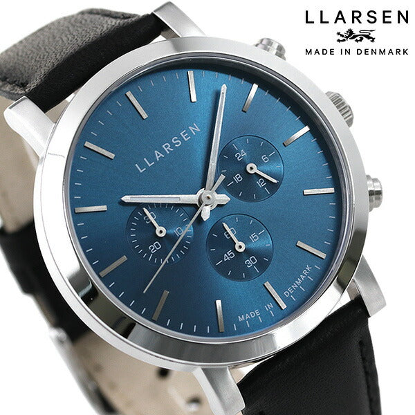 エルラーセン 時計 ノラ 42mm デンマーク製 クロノグラフ メンズ 腕時計 ブランド LL149SDIK ブルー ブラック 革ベルト LL149SDIK