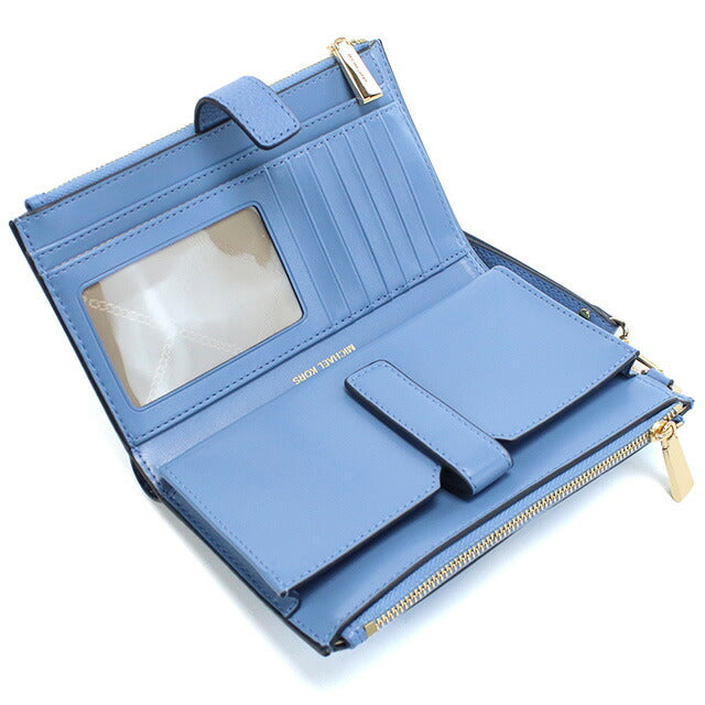マイケル・コース 長財布ニ折小銭入付き レディース ブランド MICHAEL KORS JET SET レザー ミャンマー 34F9GAFW4L FRENCH BLUE ブルー系 財布 MIK34F9GAFW4L031