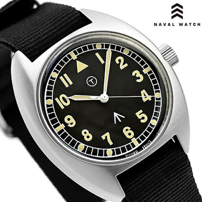 ナバルウォッチ Naval military watch Royal Air Force Type クォーツ 電池式 腕時計 ブランド メンズ NAVAL WATCH Mil-02B-BK アナログ ブラック 黒 Mil-02B-BK