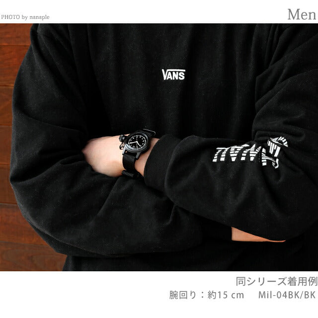 ナバルウォッチ Naval military watch US MARINE USN BUSHIPS type クォーツ 電池式 腕時計 ブランド メンズ NAVAL WATCH Mil-04BK/BK アナログ オールブラック Mil-04BK-BK