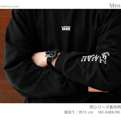 ナバルウォッチ Naval military watch US MARINE USN BUSHIPS type クォーツ 電池式 腕時計 ブランド メンズ NAVAL WATCH Mil-04BK/BK アナログ オールブラック Mil-04BK-BK