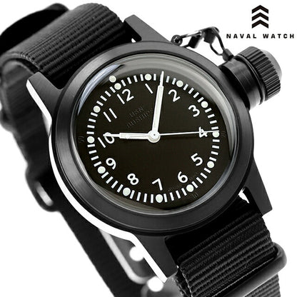 ナバルウォッチ Naval military watch US MARINE USN BUSHIPS type クォーツ 電池式 腕時計 ブランド メンズ NAVAL WATCH Mil-04BK/BK アナログ オールブラック Mil-04BK-BK