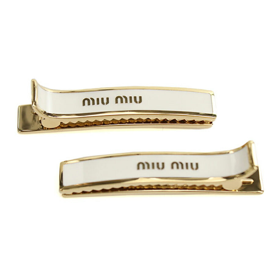 ミュウミュウ ヘアクリップ レディース ブランド MIUMIU 5JF136 ホワイト ヘアアクセサリー MIU5JF136021