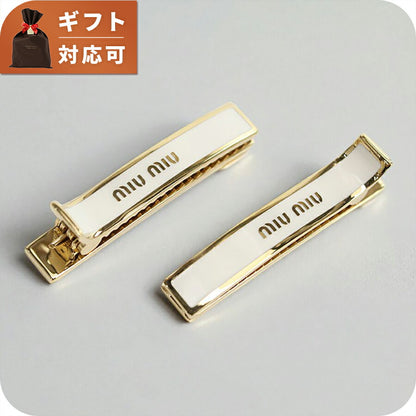 ミュウミュウ ヘアクリップ レディース ブランド MIUMIU 5JF136 ホワイト ヘアアクセサリー MIU5JF136021