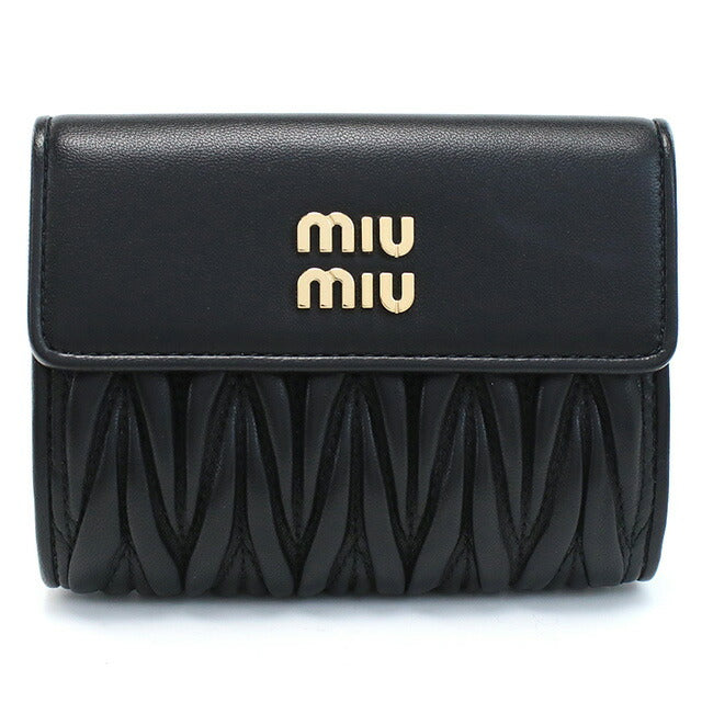 ミュウミュウ 三折財布小銭入付き レディース ブランド MIUMIU レザー トルコ 5ML002 NERO ブラック 財布 MIU5ML002011