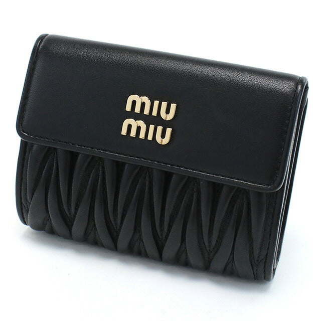 ミュウミュウ 三折財布小銭入付き レディース ブランド MIUMIU レザー トルコ 5ML002 NERO ブラック 財布 MIU5ML002011