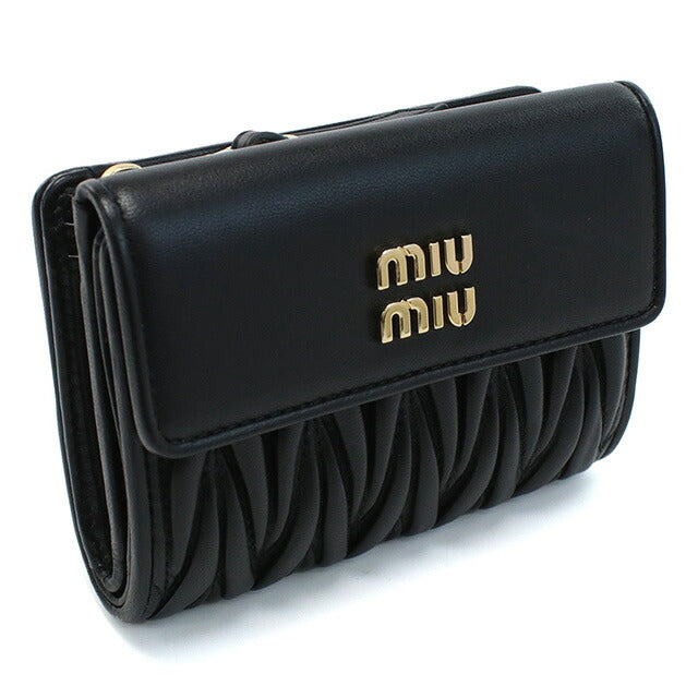 ミュウミュウ 三折財布小銭入付き レディース ブランド MIUMIU レザー トルコ 5ML002 NERO ブラック 財布 MIU5ML002011
