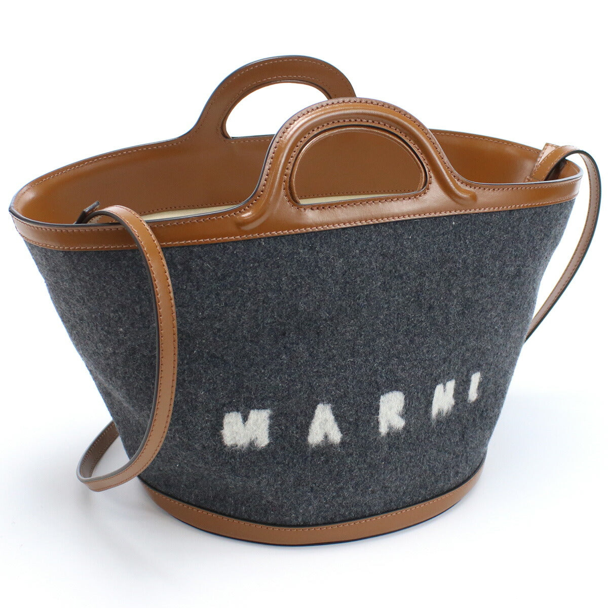 Knzk✨ MARNI マルチポケット トートバッグ 縦型 レザー 茶色 中古・古着通販】MARNI (マルニ) マルチポケットレザートート