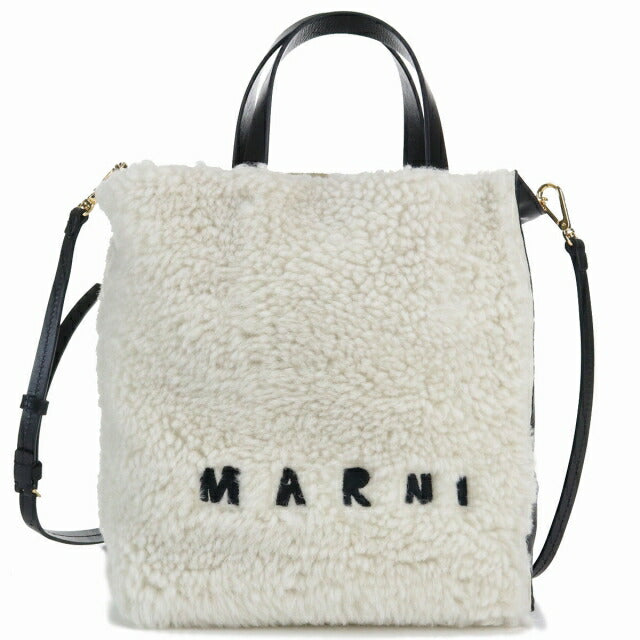 Marni 手提包女式小羊皮，皮革意大利 SHMP0018L1 白色包 MRNSHMP0018L1021