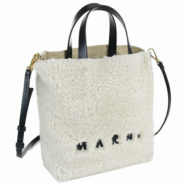 Marni 手提包女式小羊皮，皮革意大利 SHMP0018L1 白色包 MRNSHMP0018L1021