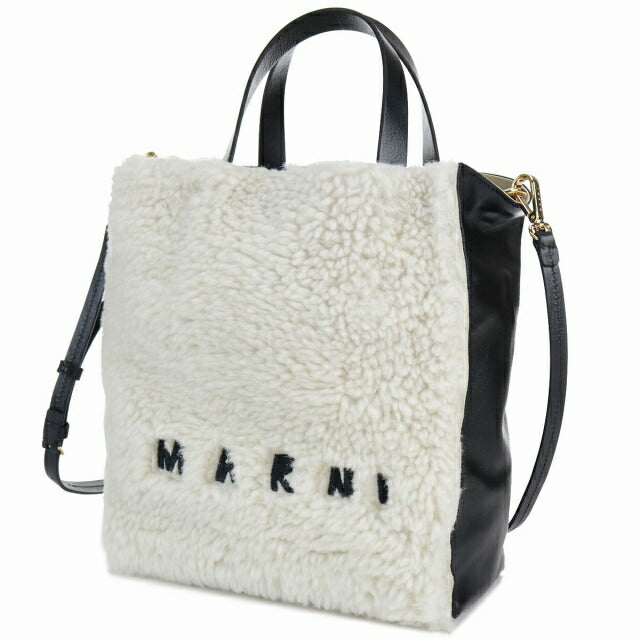 Marni 手提包女式小羊皮，皮革意大利 SHMP0018L1 白色包 MRNSHMP0018L1021