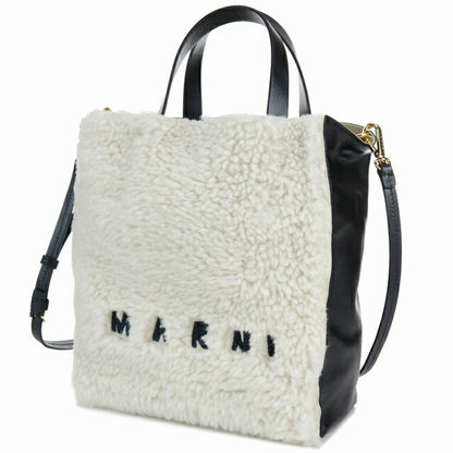 Marni 手提包女式小羊皮，皮革意大利 SHMP0018L1 白色包 MRNSHMP0018L1021