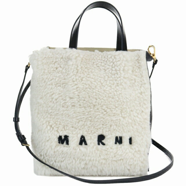 Marni 手提包女式小羊皮，皮革意大利 SHMP0018L1 白色包 MRNSHMP0018L1021