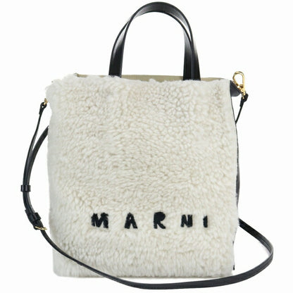 Marni 手提包女式小羊皮，皮革意大利 SHMP0018L1 白色包 MRNSHMP0018L1021