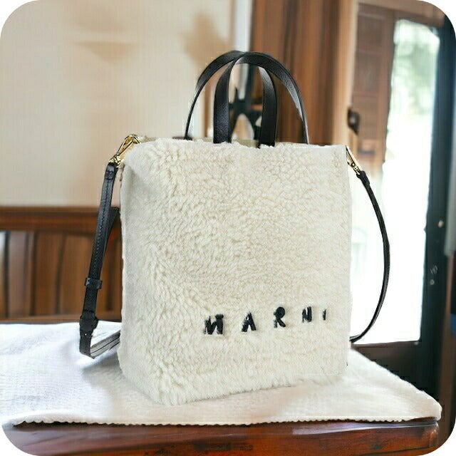 マルニ トートバッグ レディース ラム、レザー イタリア SHMP0018L1 ホワイト系 バッグ MRNSHMP0018L1041