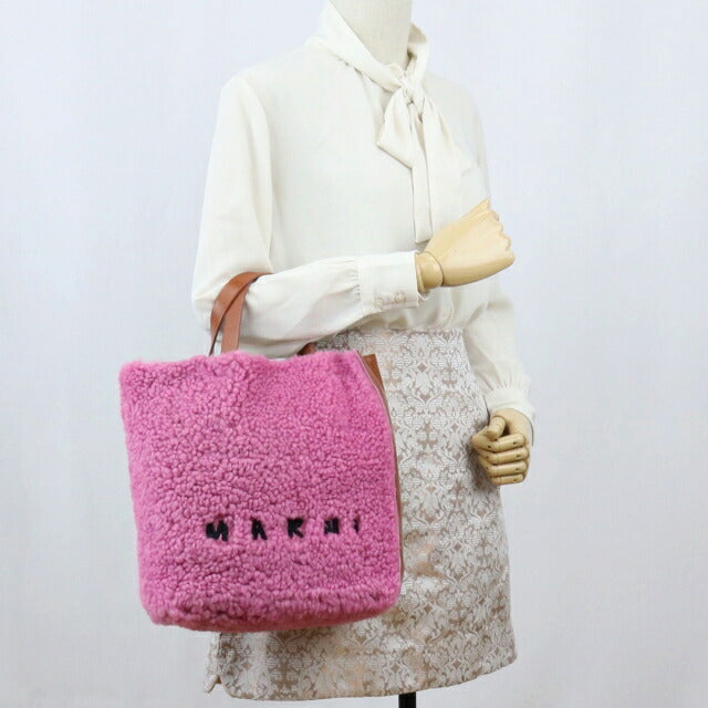 Marni 手提包女式小羊皮，皮革意大利 SHMP0018L1 白色包 MRNSHMP0018L1041