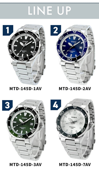 カシオ チープカシオ CASIO スタンダード クォーツ 電池式 MTD-145 海外モデル メンズ チプカシ 腕時計 ブランド アナログ ブラック ブルー グリーン シルバー 黒 選べるモデル おしゃれ 防水 小さい 軽い かわいい プレゼント 実用的