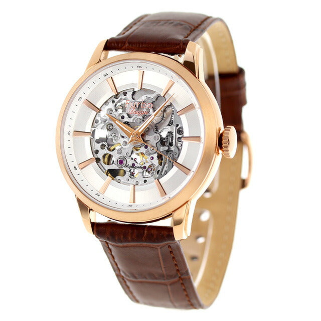 フルボ デザイン GEAR 自動巻き 腕時計 ブランド メンズ オープンハート Furbo Design NF04W-PGBR アナログ シルバー スケルトン NF04W-PGBR