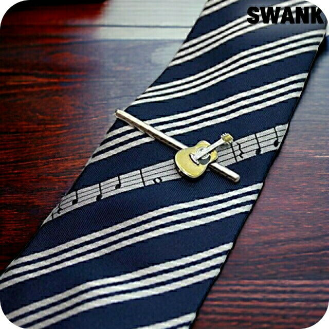 スワンク ネクタイピン SWANK タイバー×ネクタイセット ギターver タイピン メンズ NT04 シルバー アクセサリー 記念品 プレゼント ギフト NT04