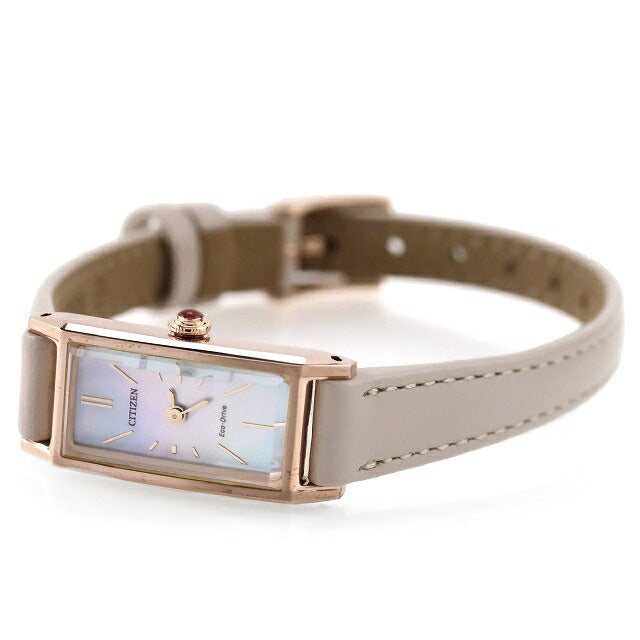 Outlet Citizen Key Eco-Drive Solar Net Limited Model Rectangular Ladies Watch Brand EG7044-14W CITIZEN Leather Strap OL-EG7044-14W