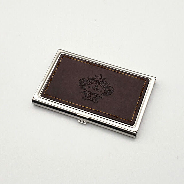 オロビアンコ カードケース メンズ レディース Orobianco カード入れ 名刺入れ パスケース コンパクト ステンレス、牛革 ORCA-001 BR ブラウン 小物 ORCA-001-BR