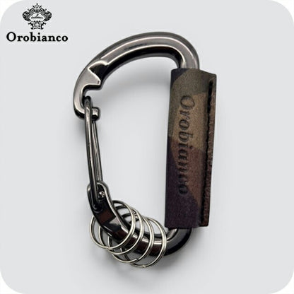 オロビアンコ キーホルダー ブランド Orobianco カラビナ 革巻き キーリング ORKY-004MBK ブラック×迷彩ブラック ORKY-004MBK