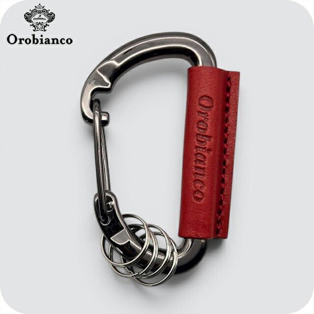 オロビアンコ キーホルダー ブランド Orobianco カラビナ 革巻き キーリング ORKY-004RD ブラック×レッド ORKY-004RD