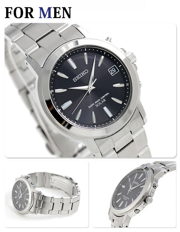 配对观看Seiko Spirit无线电太阳能金属腰带手表品牌Seiko Pim-Spirit5