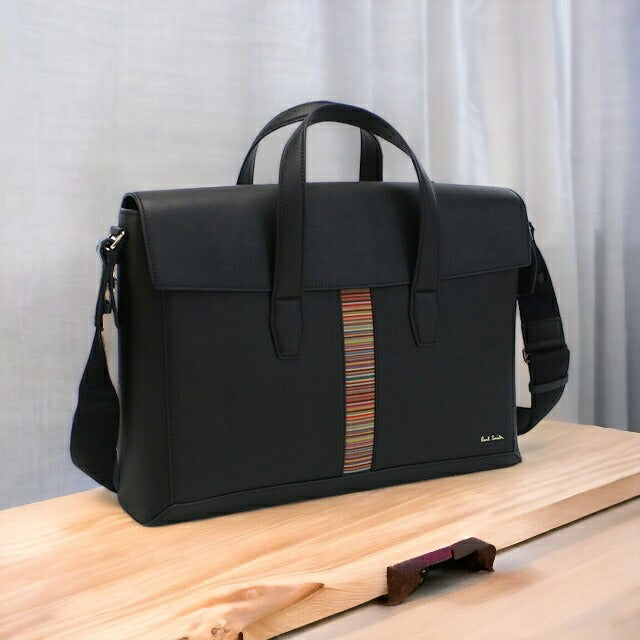 ポール・スミス ブリーフケース メンズ レザー タイ M1A7249 BLACK ブラック バッグ PAUM1A7249011