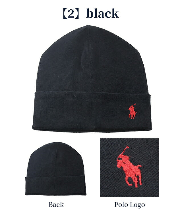 2026 最新 Polo Ralph Lauren 针织帽男式女式品牌 POLO RALPH LAUREN 徽标纯色 PC0598 黑色蓝色海军灰色帽子可选型号 PC0598