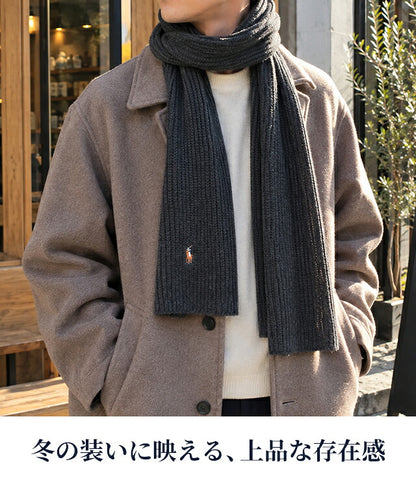 2026 最新 ポロ ラルフローレン マフラー ストール メンズ レディース ブランド POLO RALPH LAUREN ロゴ 無地 PC0972 黒 青 ネイビー グレー 選べるモデル PC0972