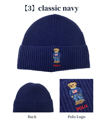 2026 最新 Polo Ralph Lauren 针织帽品牌 POLO RALPH LAUREN 小熊标志一点纯色 PC1635 黑色蓝色海军灰色帽子可选型号 PC1635